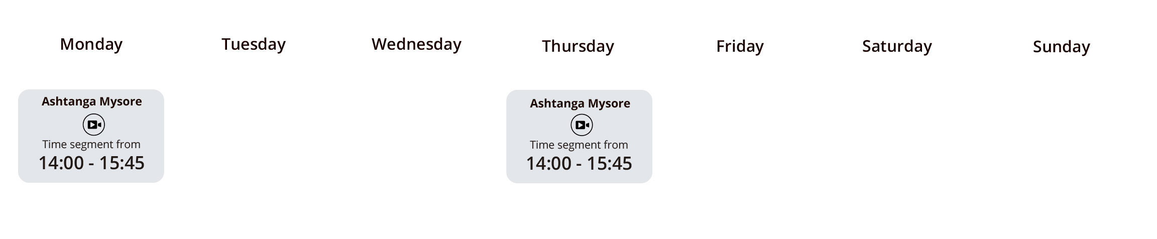 Timetable - afternoon | The Mysore Shala